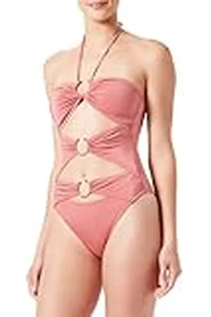 Dagi Dusty Rose Fashion Gebreide Niet-Bedrade Strapless Verwijderbare Padding Verwijderbare Riem Monokini, Dusty Rose, 38, , 38