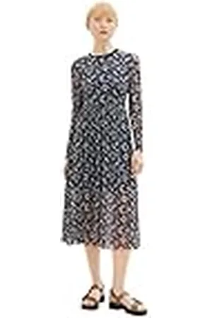 TOM TAILOR TOM TAILOR-denim denim mesh damesjurk met patroon