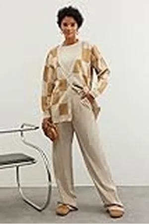 Trendyol Dames Cardigan-Beige-Regular Fit Blazer, , L