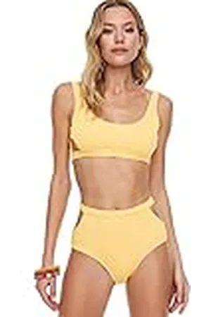 Trendyol Dames gestructureerde hoge taille hals detail zes bikinibroekjes, , 34