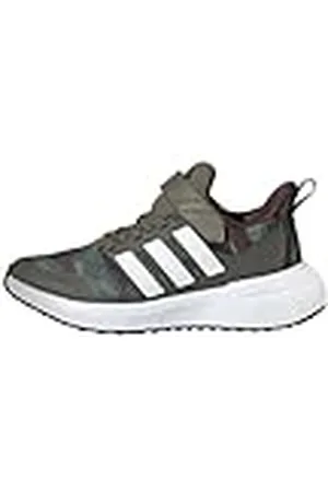 adidas Uniseks-Kind FortaRun 2.0 Cloudfoam Elastic Lace Top Strap Shoes, Olive Strata/Cloud White/Dark Brown, 38 EU