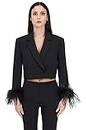 Pinko Zagarese Spencer-Crêpe Technique Stretch + veren blazer, , 44 dames, , 44