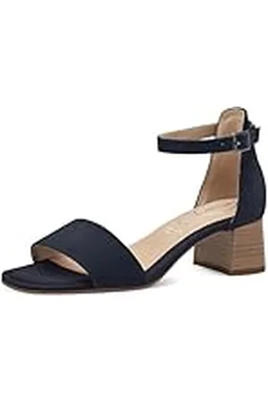 Tamaris Comfort 8-88304-42 806 Teenslippers voor dames, marineblauw, suède, comfortabele extra brede alledaagse schoen, feestelijk, elegant, met hak, 38 EU breed, Suède., 38 EU Breed