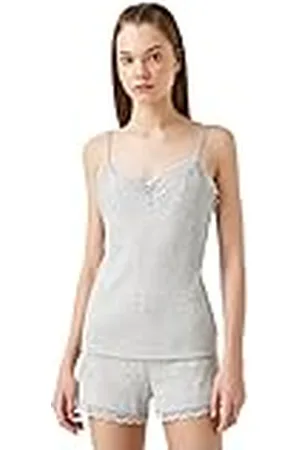 Koton Dames Katoen Lace Gedetailleerde Tanktop met ruches, , L