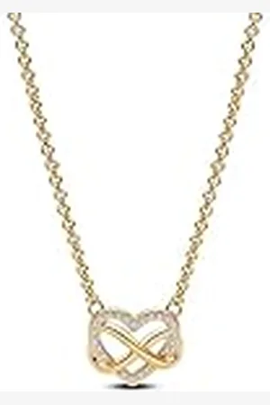 PANDORA Moments Funkelnde Unendlichkeits-Herz Collier-Halskette aus Sterling Silber mit vergoldeter Metalllegierung und Zirkonia Steinen, Größe 50cm, 362666C01-50