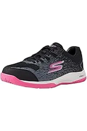 Skechers Viper Court Sportschoenen voor binnen en buiten, met voetboog-pasvorm, sneakers, zwart/roze, 39,5 EU, zwart, roze, 39.5 EU