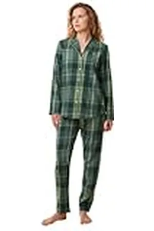 Triumph Dames Boyfriend PW X Checks Pyjamaset, Green Combinatie, 46, , 46