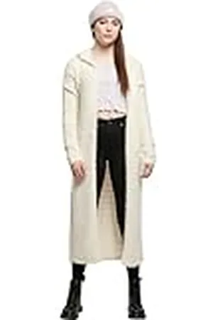 Urban classics Gebreid damesvest met capuchon, knielange jas voor vrouwen, in 5 kleuren, maten XS - 5XL, , XS