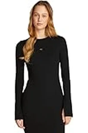 Calvin Klein Jeans Dames geweven label rib korte jurk J20J225112 bodycon jurk, , M, , M