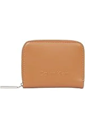 Calvin Klein Dames reliëf logo rits MD portemonnee K60K612437 rond, , één maat, , Eén maat