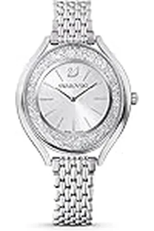 Swarovski Crystalline Aura horloge, Swiss Made, Metalen armband, Zilverkleurig, Roestvrij staal