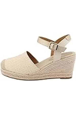 TOM TAILOR 7490730004 Damessandalen met sleehak, crèmegoud, 41 EU, , 41 EU