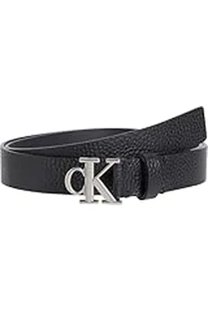 Calvin Klein 8719965074583 Dames MONOGRAM PLACQUE BUCKLE 25MM LV04K7003G vaste riem, zwart (Na zwart/tin), 105, , 105