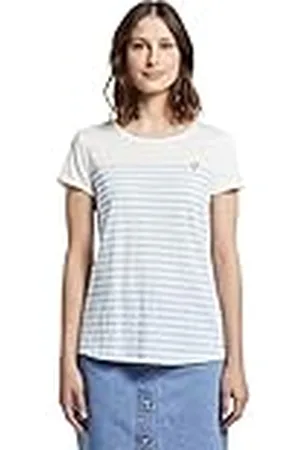 TOM TAILOR Dames Gestreept T-shirt met hartprint 1017275, , L