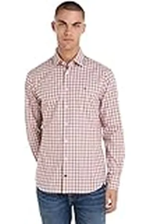 Tommy Hilfiger Heren CL Stretch Small Check Shirt L/S Shirt, Heritage Plum Check, 37W, , 36