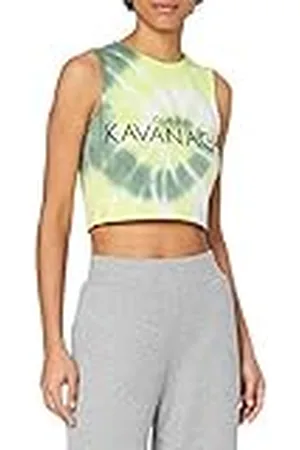 Gianni Kavanagh Neon Yellow Tie Dye Crop Top T-shirt voor dames, , L