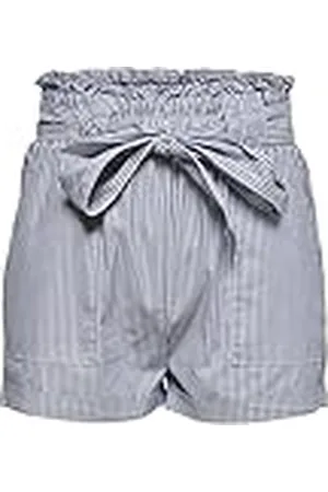 ONLY Dames Shorts Korte Vlinder Shorts met Riem Mid Taille Elastische Tailleband, Colour:White-Blue, Size:M