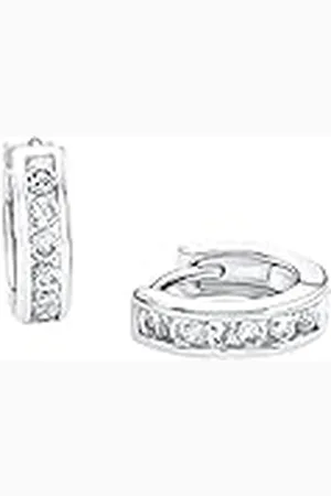 QS by s.Oliver Creoles 925 Sterling zilveren meisjes oorsieraden, met zirkonia synth., 1,2 cm, , Wordt geleverd in sieraden geschenkverpakking, 9060498