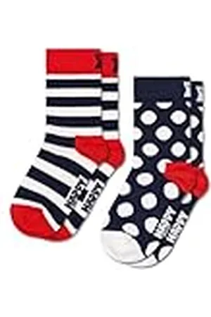 Happy Socks Stripe, Kleurrijke en Leuke, Sokken voor kinderen, Blauw-Rood-Wit 2 paar (12-24M)