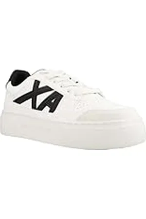 Armani Exchange Chunky Sole Sneakers voor dames, kleur contrast, gebroken wit + zwart, 39,5 EU, , 40 EU