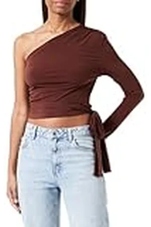 Trendyol Damesblouse met rechte lange mouwen, slanke blouse, , L