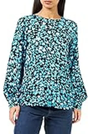Taifun Dames 260019-11230 Blouse, Electric Blue Patroon, 38