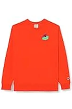 Champion Legacy Play with Graphics B (306909) - Ultra-Light Soft Compact Polyfleece Crewneck Sweatshirt, Mandarijn Orange (TNT), 13-14 jaar (XL) kinderen FW24, , 13-14 jaar