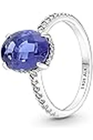 PANDORA Ring Timeless "funkelnder Stein" silber, blauer Kristall, Zirkonia 190056C01 54