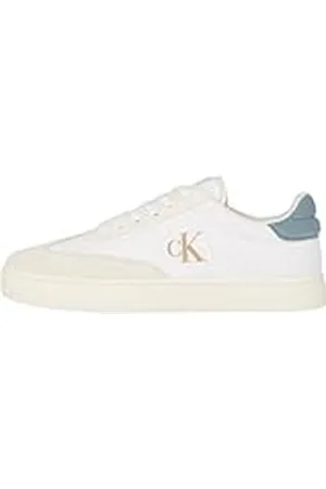 Calvin Klein CK JEANS Heren Classic Cupsole Low Mix MG YM0YM01169 Sneakers, Wit (Helder Wit/Crème Wit/Lood), 10 UK, , 42.5 EU