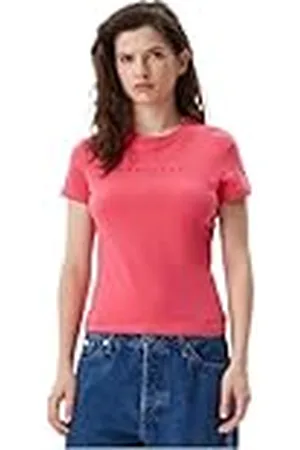 Tommy Hilfiger Dames TJW SLIM TONAL LINEAR TEE EXT S/S T-shirt, rood, XL, , XL