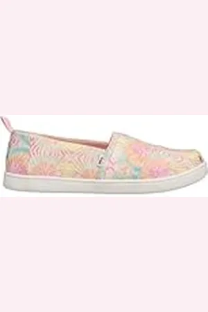 TOMS Platte instappers met Alpargata-print voor meisjes, Roze Tie Dye, 5 UK