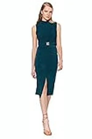 Trendyol Dames Midi Bodycon Slim fit gebreide jurk, smaragd, M, , M