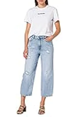 7 for all Mankind Dames Tee Cotton Printed Mankind White T-shirt, , M