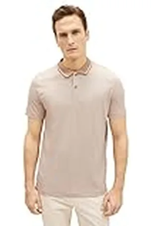TOM TAILOR Heren 1036437 Poloshirt, 31990-Desert Fawn White Stripes, XL, , XL