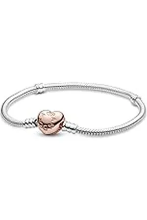 PANDORA Icons Zilveren armband met hartvormige 14-karaats rosévergulde sluiting, 23