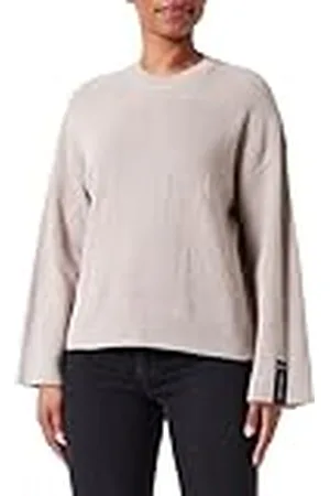 Armani Exchange Vrouwen duurzaam, gebreide stof, geribde mouwen, pullover, trui, beige, XS, , XS