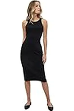Minus Dames Maluna GOTS Midi Jurk, Zwart, XS, Zwart, XS