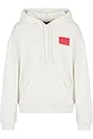 Armani Exchange Dames lange mouwen, logo patch op de voorkant, trekkoord sweatshirt, , extra large