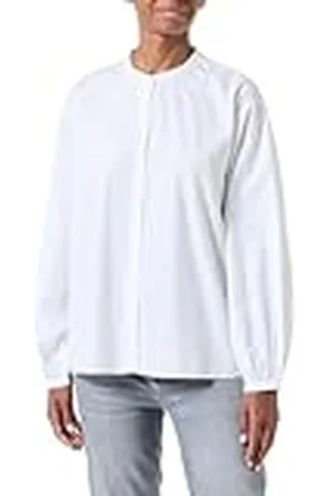 Tommy Hilfiger Dames katoenen V-hals ballon LS blouse WW0WW43567 L/S Blouses, Th Optic White, 44, , 70