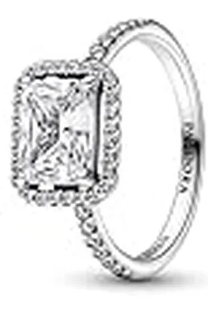 PANDORA Timeless Rechteckiger Funkelnder Strahlenkranz Ring in Sterling-Silber mit Cubic Zirkonia Timeless Collection, Größe 52, 192391C01-52