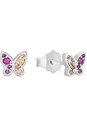 QS by s.Oliver Oorbellen 925 sterling zilveren meisjes kindersieraden, met zirkonia synth., 0,5 cm, zilver, vlinder, Wordt geleverd in sieraden geschenkverpakking, 2031532