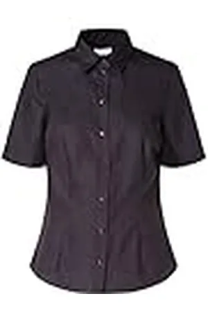 Seidensticker Damesblouse - City blouse - strijkvrij - hemdblousekraag - slim fit - korte mouwen - 100% katoen, , 40
