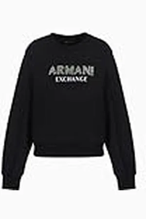 Armani Exchange Dames Rhinestone Logo Crewneck Pullover Sweatshirt Black, L, , L