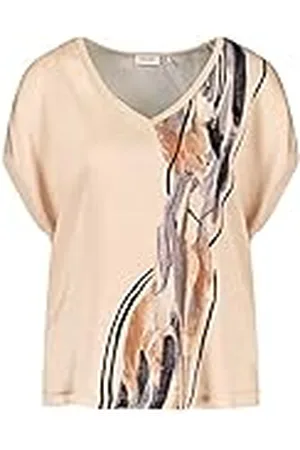 Gerry Weber Dames 170222-35027 T-shirt, ecru/wit/zwart print, 46, , 46
