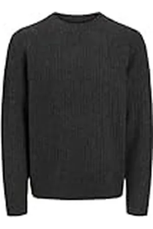 JACK & JONES Jprcchowell Gebreide trui met ronde hals voor heren, donkergrijs gemêleerd, XL