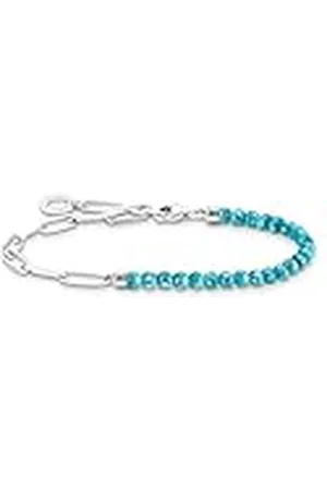 Thomas Sabo Damen Charm-Armband mit türkisen Beads Silber, 925 Sterlingsilber, Länge: 17 cm, A2099-404-17-L17