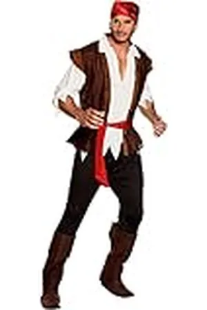 Boland Volwassenen kostuum Piraten Thunder, broek, shirt, vest, handschoen, kapitein, Jack, Sparrow, boekanier, muiterij, carnaval, Halloween, themafeest, theater