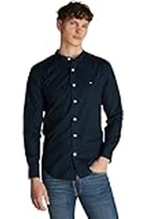 Tommy Hilfiger Heren FLEX POPLIN SOLID MAO RF SHIRT MW0MW39966 L/S Shirt, blauw, M, , M