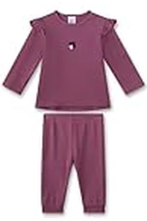 Sanetta Meisjespyjama paars | Duurzame en comfortabele pyjama van katoen-viscose-mix voor meisjes pyjama met lange mouwen met klavermotief |, , 74