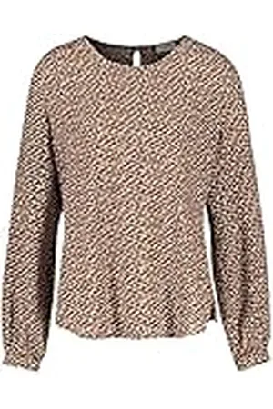 Gerry Weber Dames Kieid met alloverpatroon EcoVero figuurspelende jurk duurzaam, fijn glinsterend, vloeiend korte halve mouw, , 44